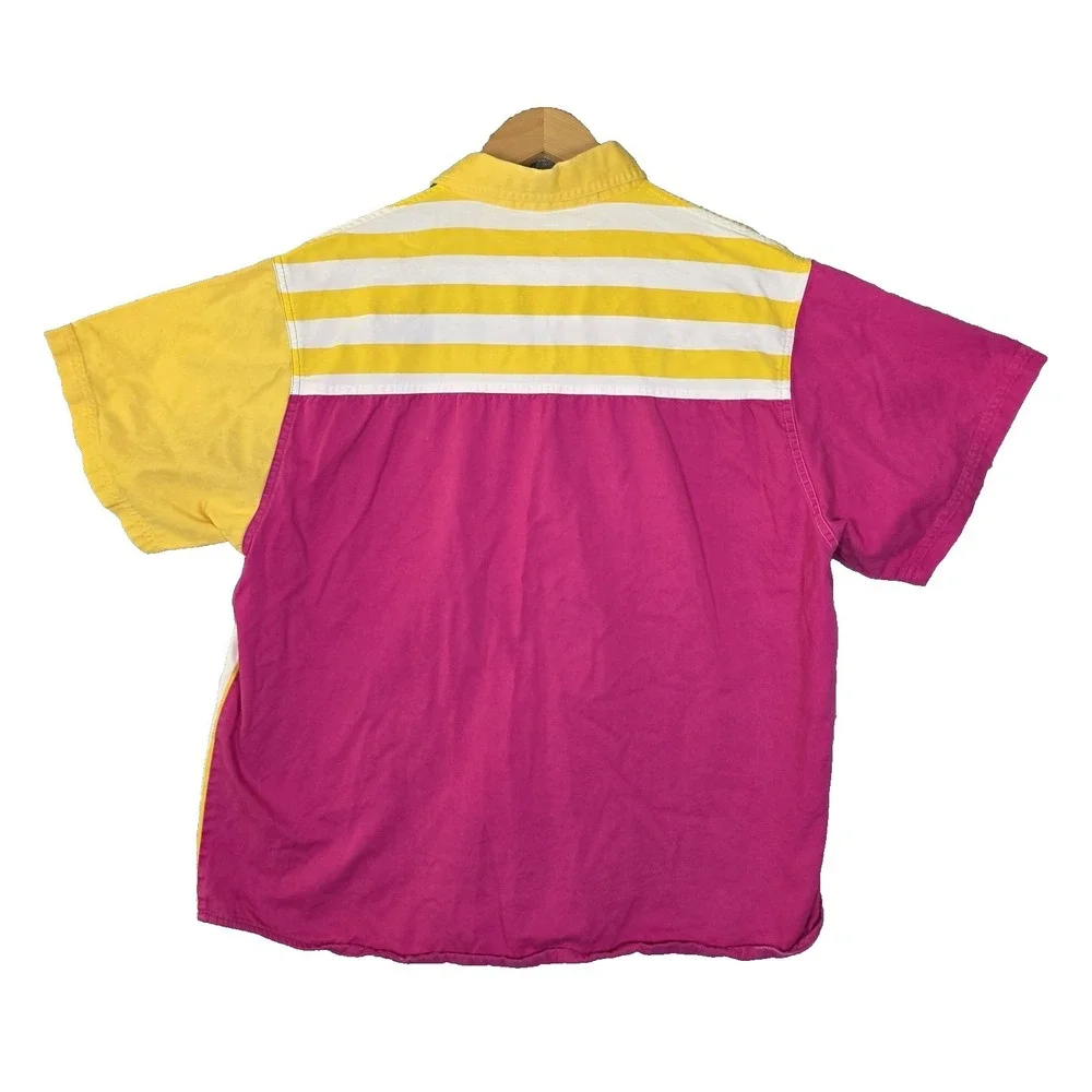 VTG 90s Gitano Color Block Striped Shirt Large Unisex Cotton Hip Hop Kidcore - Picture 4 of 9